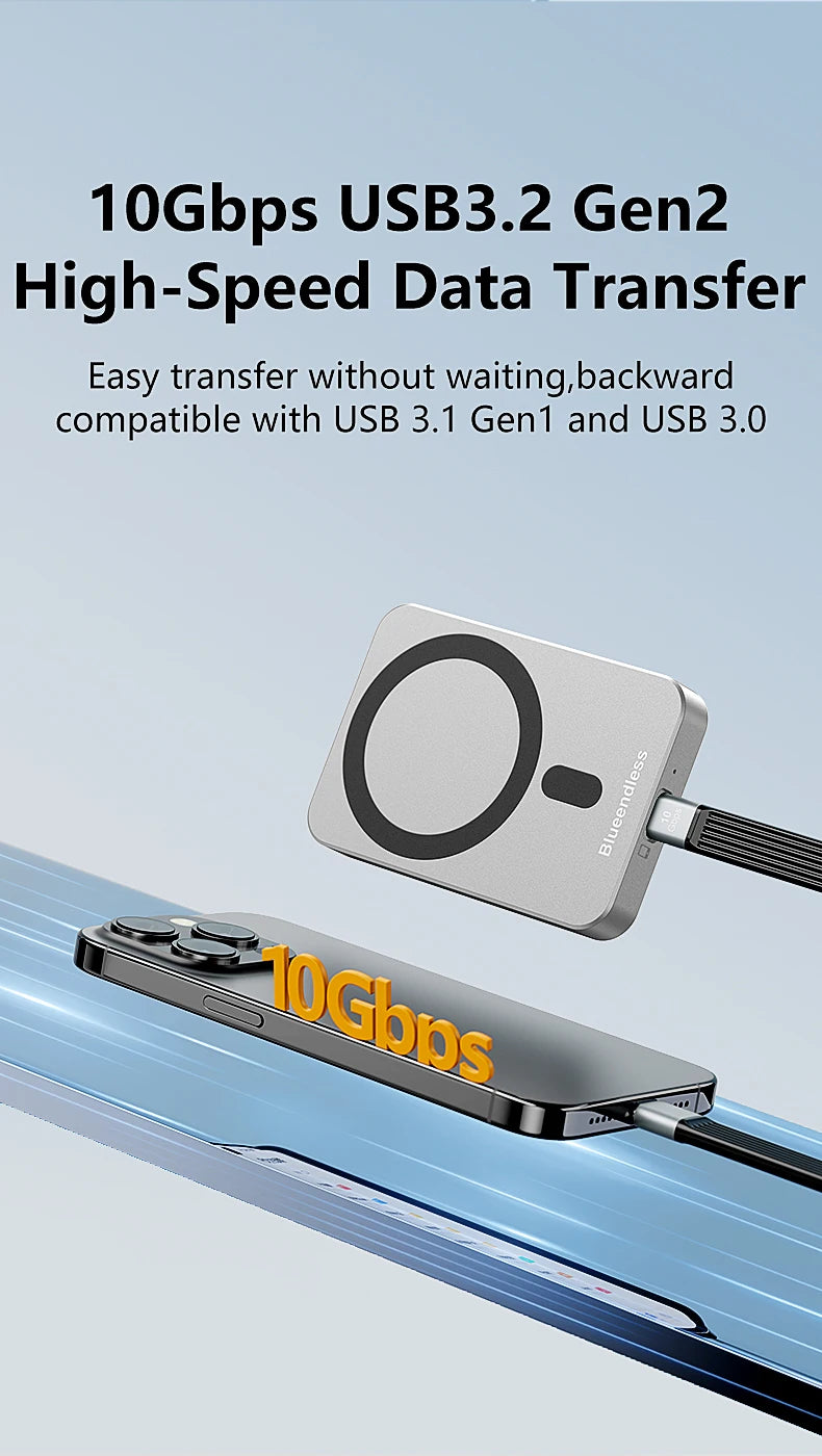 Blueendless 10Gbps Magnetic 2230 2242 2260 2280 M.2 NVME SSD Enclosure Type C USB C DockingStation Hub with 4K 60Hz HDTV PD 100W
