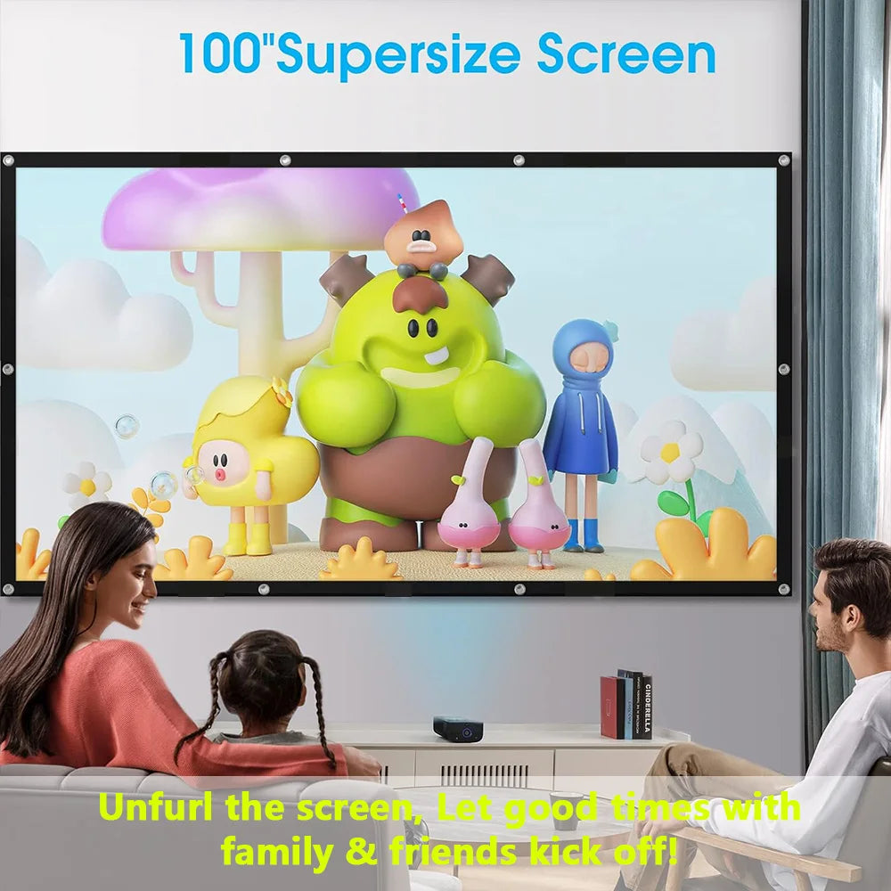 Portable Projector Screen 4K 72-150Inch Projectors Screen For Mobile Phone Outdoor Indoor Movies Screens
