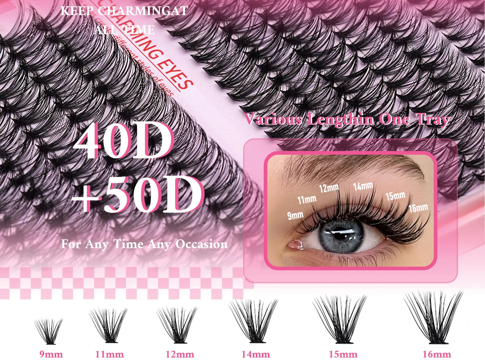 Lash Extension Kit, 640pcs/320pcs/280pcs Mix DIY Eyelash Extension Kit 304050D Combination Lash Clusters D Curl Individual Lashe
