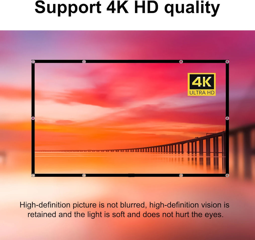 Portable Projector Screen 4K 72-150Inch Projectors Screen For Mobile Phone Outdoor Indoor Movies Screens