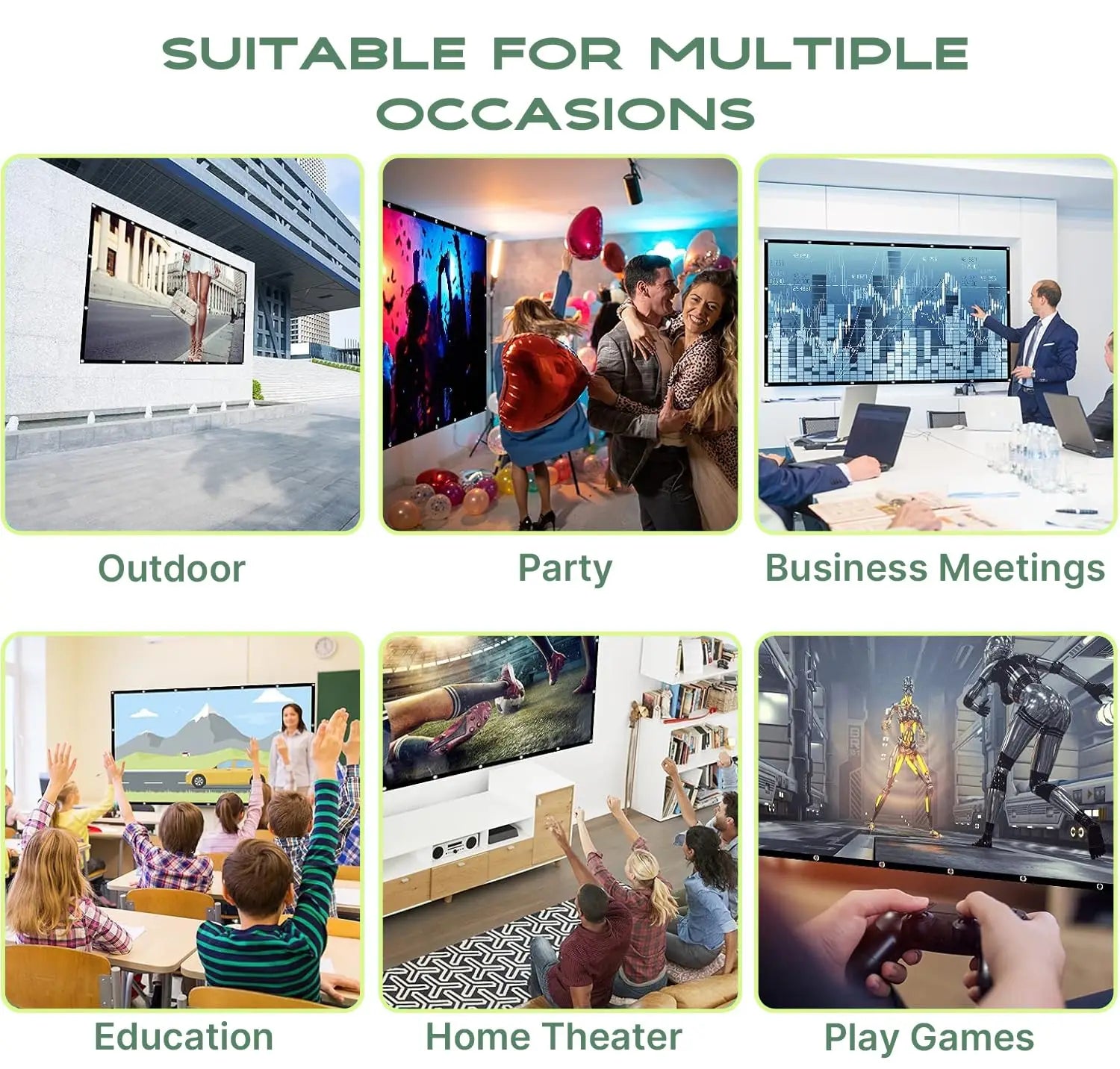 Portable Projector Screen 4K 72-150Inch Projectors Screen For Mobile Phone Outdoor Indoor Movies Screens