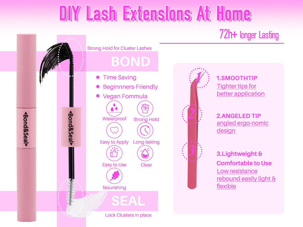 Lash Extension Kit, 640pcs/320pcs/280pcs Mix DIY Eyelash Extension Kit 304050D Combination Lash Clusters D Curl Individual Lashe