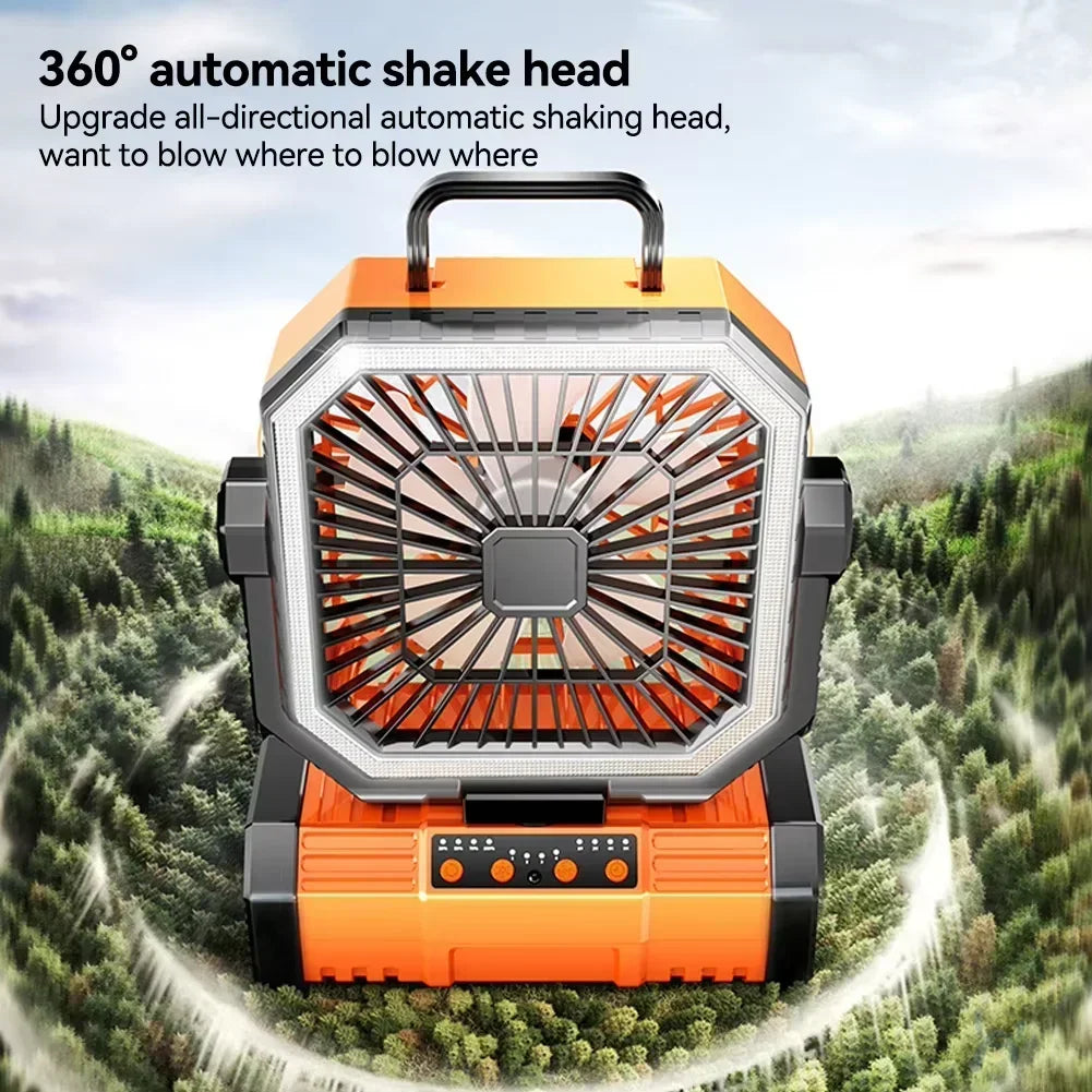 20000mAh Battery Powered Fan Camping Fan with 360° Rotation Hanging Hook for Fishing Tents Desk Rechargeable Camping Ceiling Fan