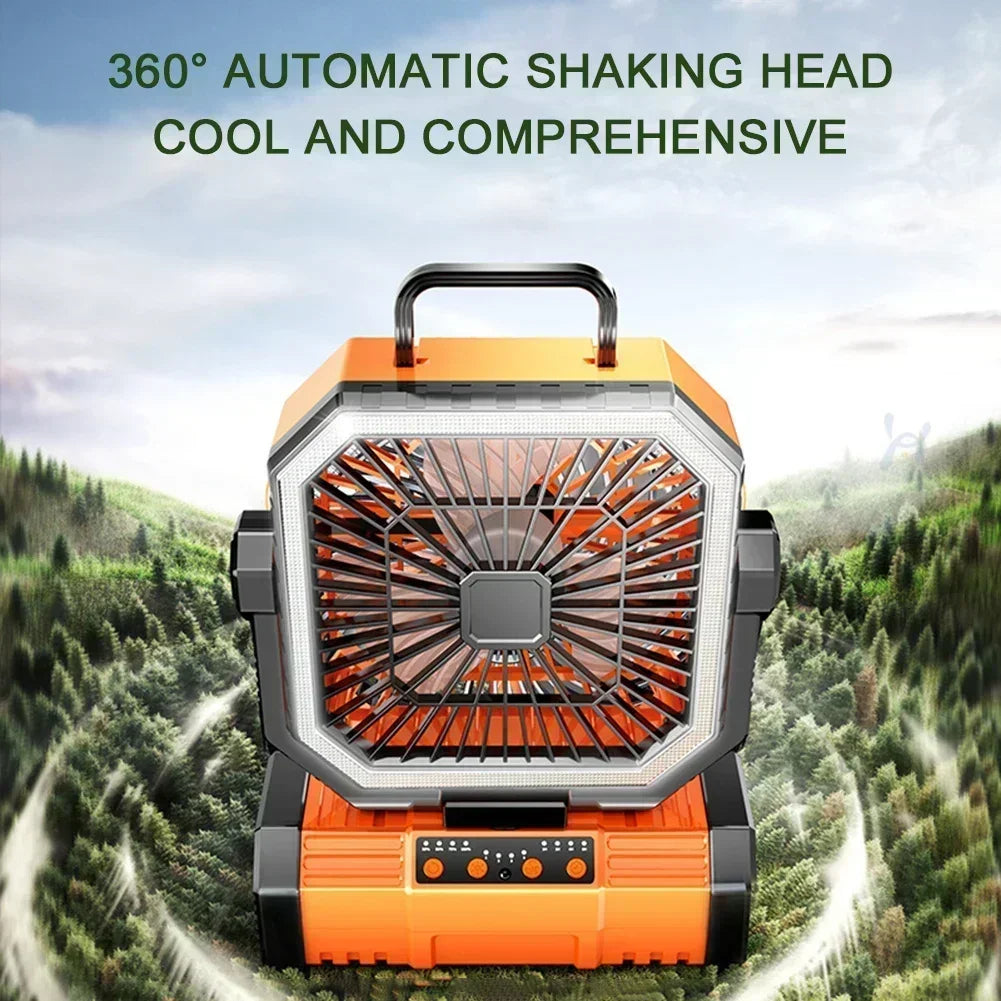 20000mAh Battery Powered Fan Camping Fan with 360° Rotation Hanging Hook for Fishing Tents Desk Rechargeable Camping Ceiling Fan