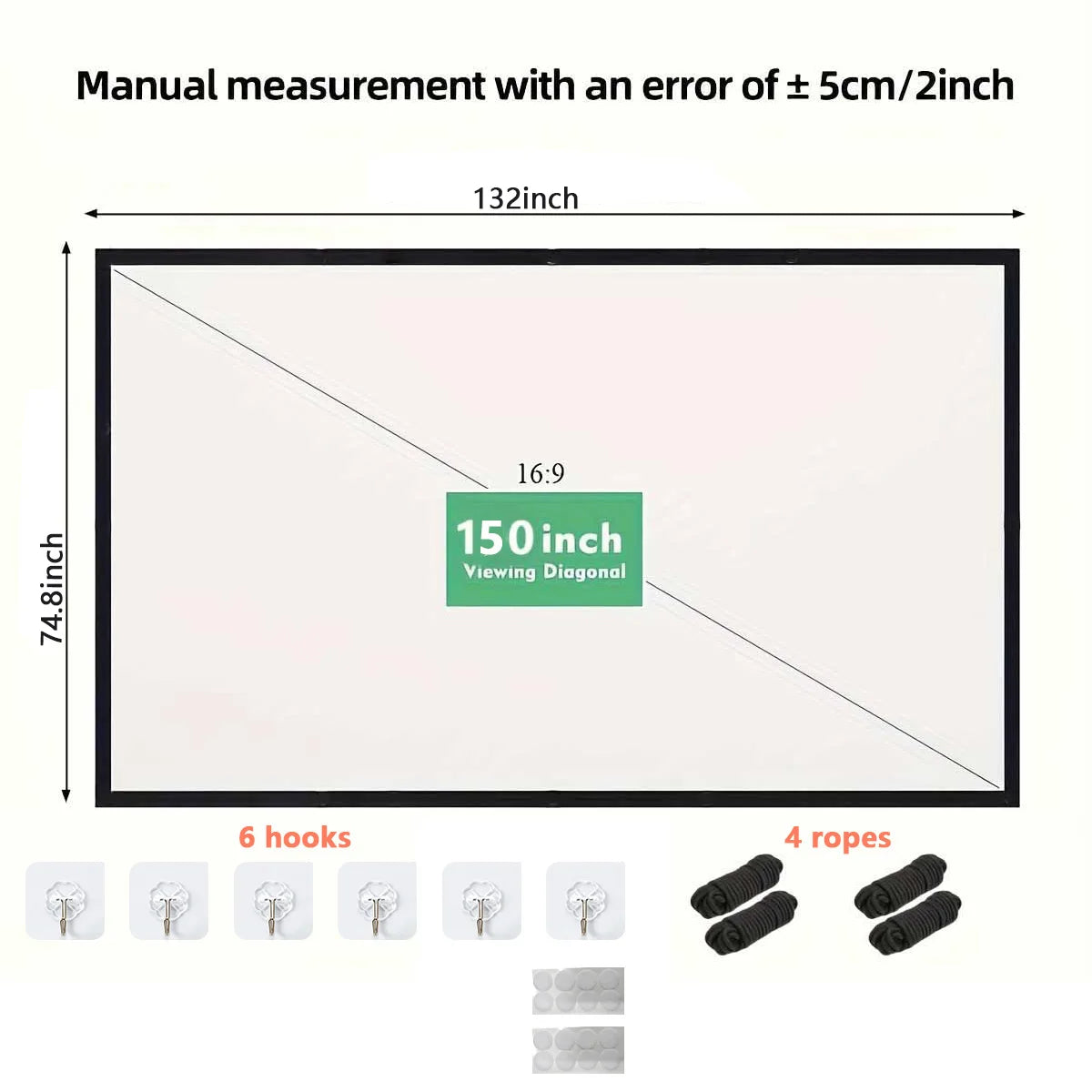Portable Projector Screen 4K 72-150Inch Projectors Screen For Mobile Phone Outdoor Indoor Movies Screens
