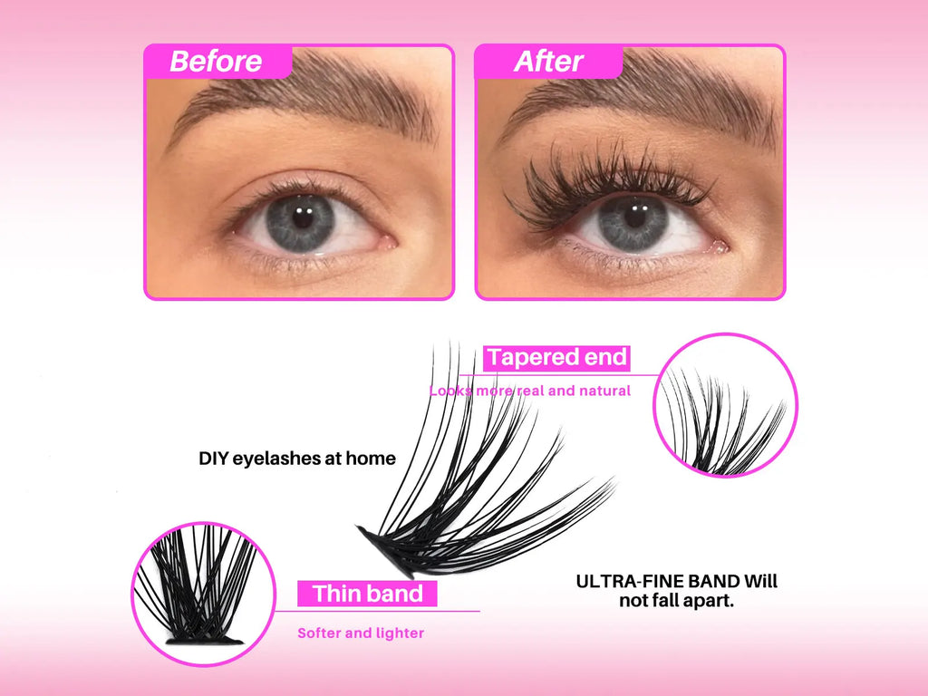 Lash Extension Kit, 640pcs/320pcs/280pcs Mix DIY Eyelash Extension Kit 304050D Combination Lash Clusters D Curl Individual Lashe
