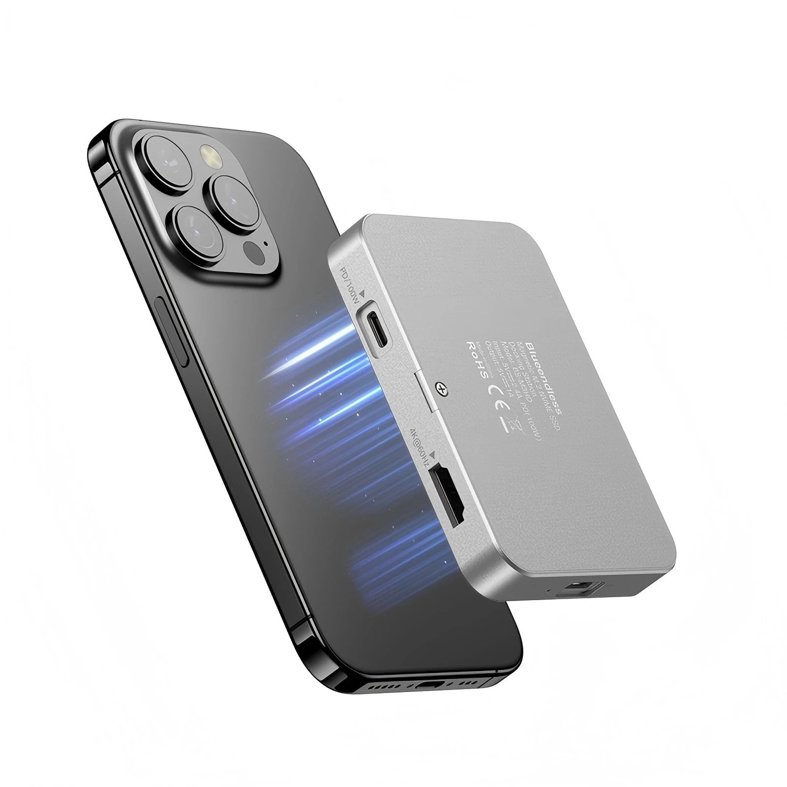 Blueendless 10Gbps Magnetic 2230 2242 2260 2280 M.2 NVME SSD Enclosure Type C USB C DockingStation Hub with 4K 60Hz HDTV PD 100W