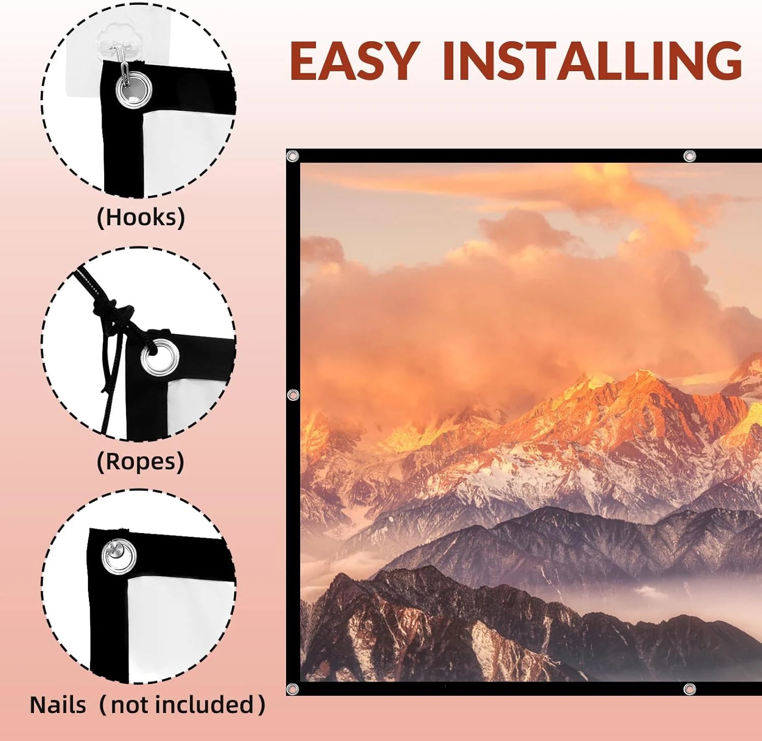 Portable Projector Screen 4K 72-150Inch Projectors Screen For Mobile Phone Outdoor Indoor Movies Screens