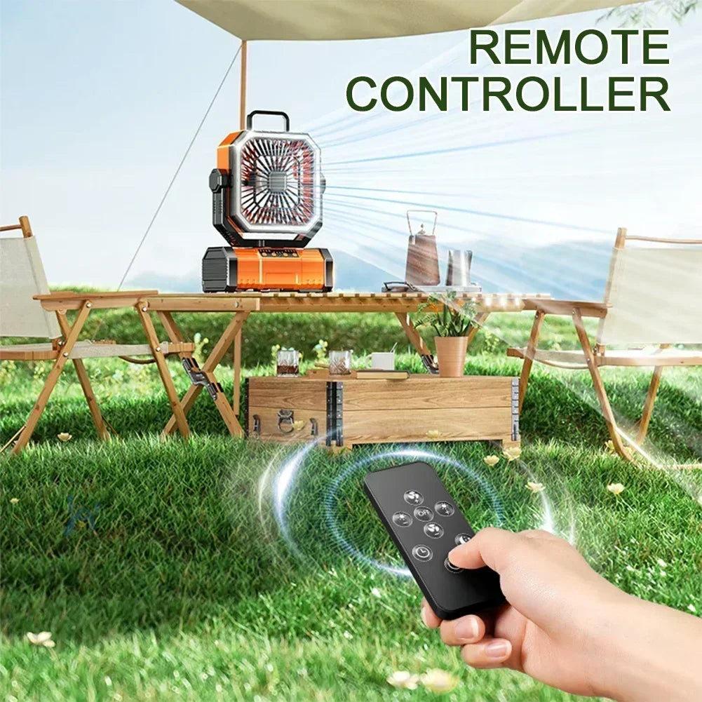 20000mAh Battery Powered Fan Camping Fan with 360° Rotation Hanging Hook for Fishing Tents Desk Rechargeable Camping Ceiling Fan