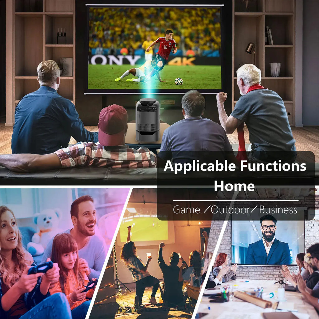 Portable Projector Android Native 1080p Support 4K  Built in Stand WiFi and Bluetooth for Home Theater with HDMI USB  Model:TS1
