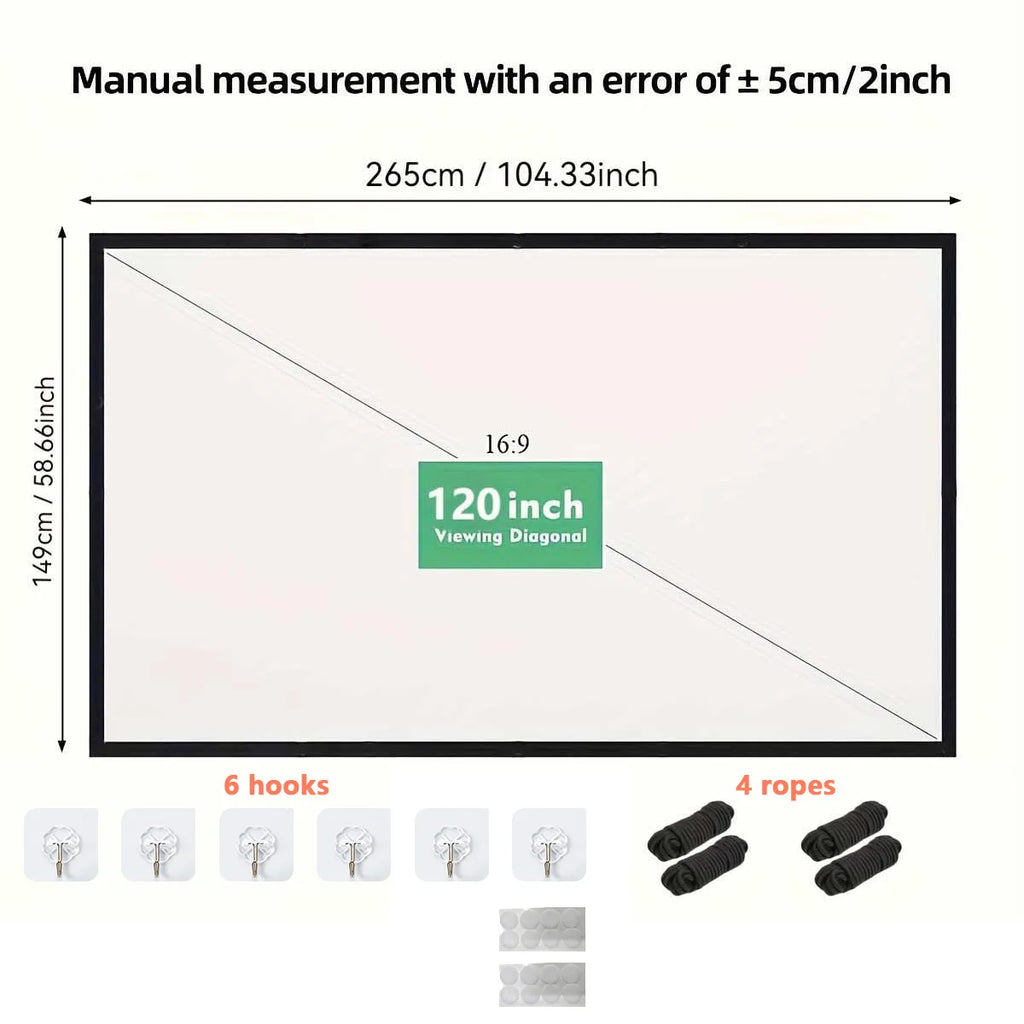 Portable Projector Screen 4K 72-150Inch Projectors Screen For Mobile Phone Outdoor Indoor Movies Screens